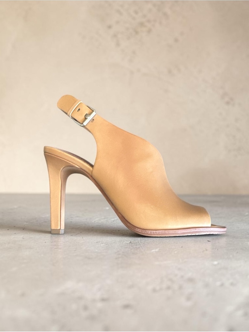 New Vince Camuto Mattey Women's Tan Open-Toe Slingback High Heel US 8/Euro 38.5